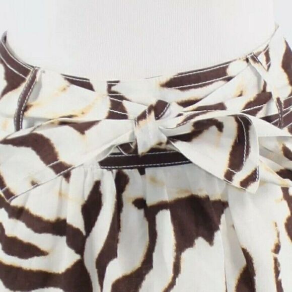 NWT White brown zebra 100% linen BANANA REPUBLIC A-line skirt 2 - Picture 4 of 12